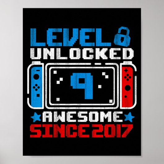 Level 9 Ontgrendeld 9e Verjaardag Gaming Cadeau Jo Poster (Voorkant)