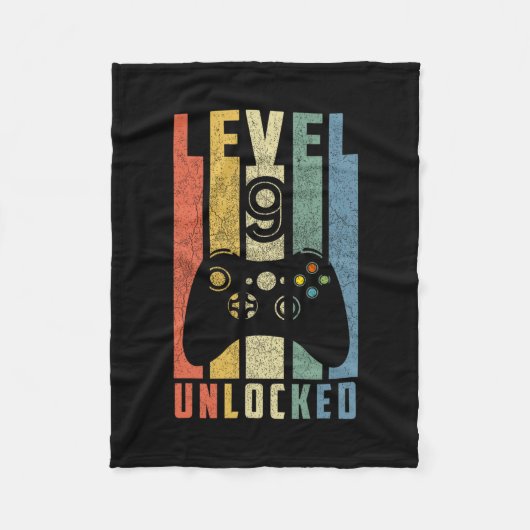 Level 9 Ontgrendeld 9e Videospelletjes Verjaardag Fleece Deken (Voorkant)