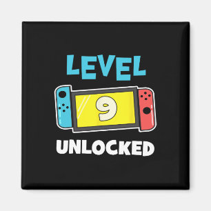 Level 9 Ontgrendeld Gamer 9e Verjaardagscadeau Vid Magneet