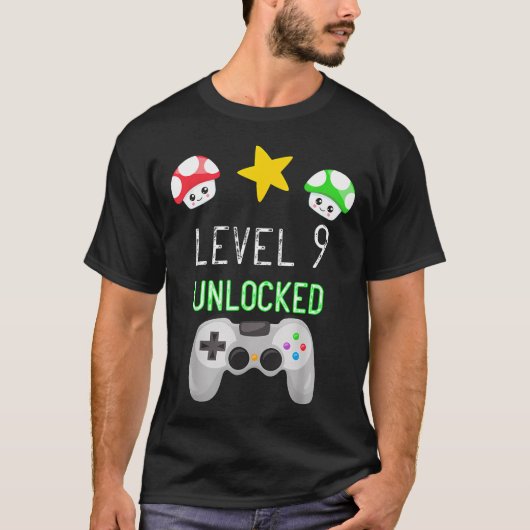Level 9 Ontgrendeld Gamer Negen Jaar Oud T-shirt (Voorkant)