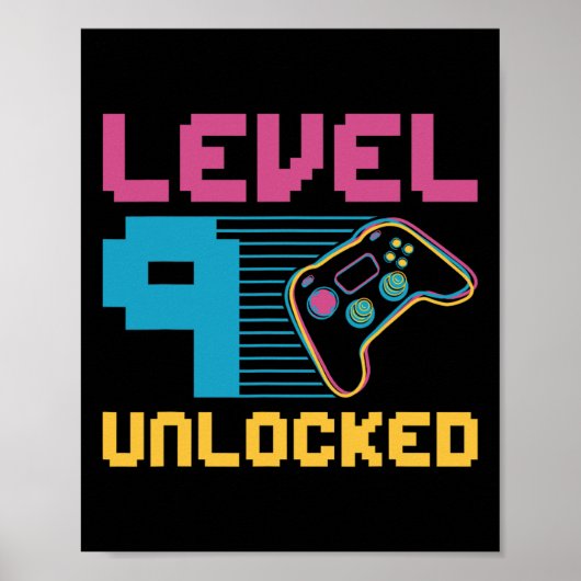 Level 9 Ontgrendeld Gaming Verjaardag 1 Poster (Voorkant)
