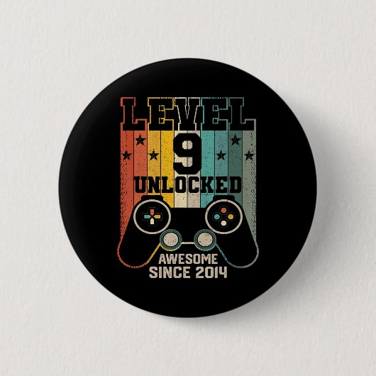 Level 9 Ontgrendeld Geweldig 2014 Jongen Videospel Ronde Button 5,7 Cm (Voorkant)