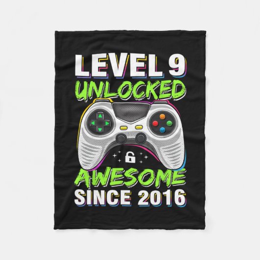 Level 9 Ontgrendeld Geweldig Sinds 2016 9e Verjaar Fleece Deken (Voorkant)