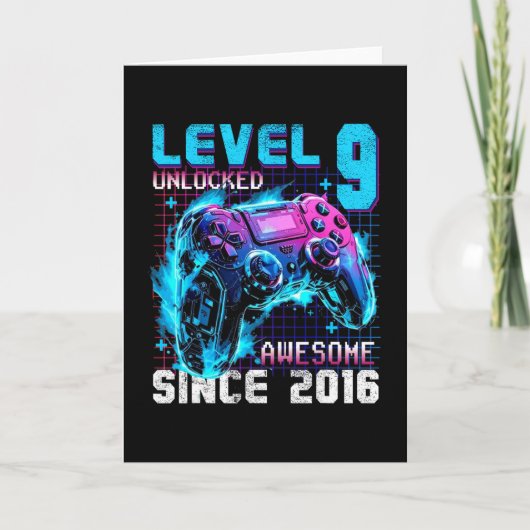 Level 9 Ontgrendeld Geweldig Sinds 2016 9e Verjaar Kaart (Voorkant)
