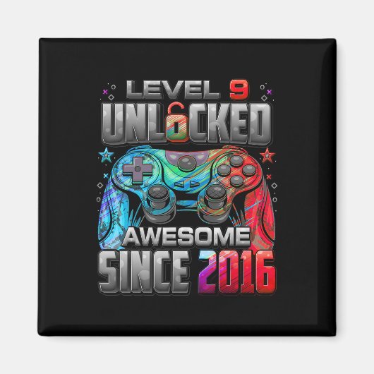Level 9 Ontgrendeld Geweldig Sinds 2016 9e Verjaar Magneet (Voorkant)