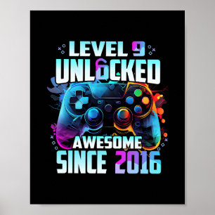 Level 9 Ontgrendeld Geweldig Sinds 2016 9e Verjaar Poster
