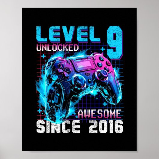 Level 9 Ontgrendeld Geweldig Sinds 2016 9e Verjaar Poster (Voorkant)