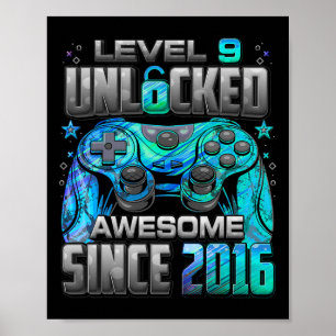 Level 9 Ontgrendeld Geweldig Sinds 2016 9e Verjaar Poster