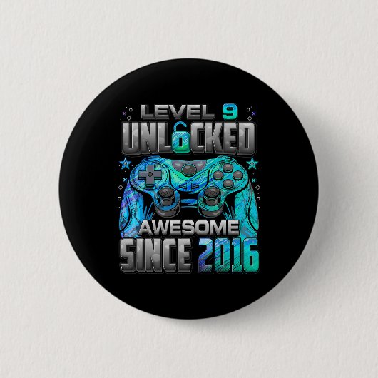 Level 9 Ontgrendeld Geweldig Sinds 2016 9e Verjaar Ronde Button 5,7 Cm (Voorkant)