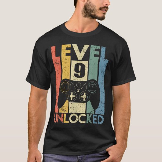 Level 9 Ontgrendeld Grappige Video Game Speler 9e T-shirt (Voorkant)