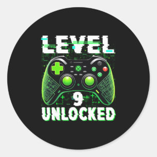Level 9 Ontgrendeld Shirt Grappige Videospeler Ner Ronde Sticker