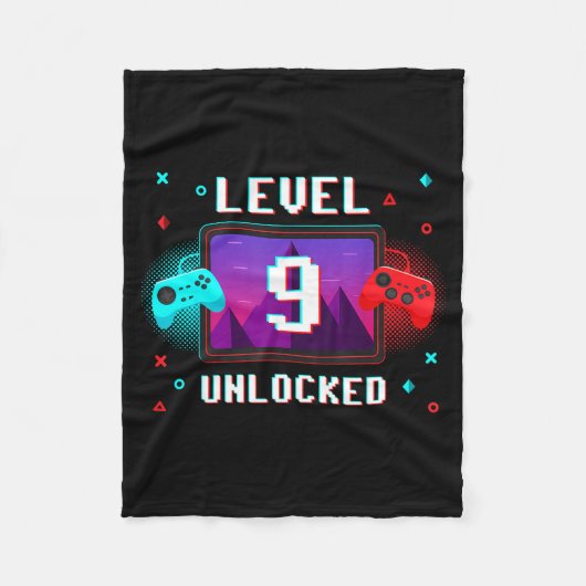 Level 9 Ontgrendeld Video Gamer Grappig 9e Verjaar Fleece Deken (Voorkant)
