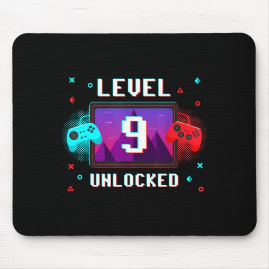 Level 9 Ontgrendeld Video Gamer Grappig 9e Verjaar Muismat (Voorkant)