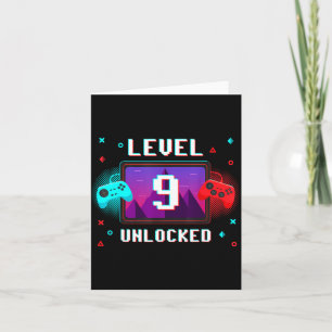 Level 9 Ontgrendeld Video Gamer Grappige 9e Verjaa Kaart