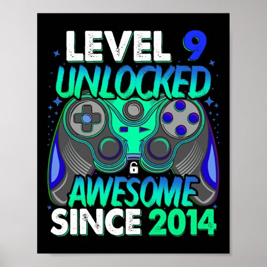 Level 9 Ontgrendeld Videospel 9 Jaar Oude Jongen 9 Poster (Voorkant)