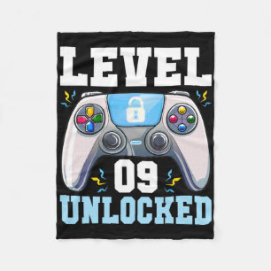 Level 9 Ontgrendeld Videospel 9e Verjaardag Gamer  Fleece Deken