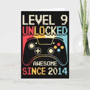 Level 9 Ontgrendeld Videospel 9e Verjaardag Gamer Kaart