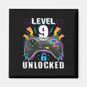 Level 9 Ontgrendeld Videospel 9e Verjaardag Gamer Magneet