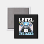 Level 9 Ontgrendeld Videospel 9e Verjaardag Gamer  Magneet (Voorkant / Achterkant)