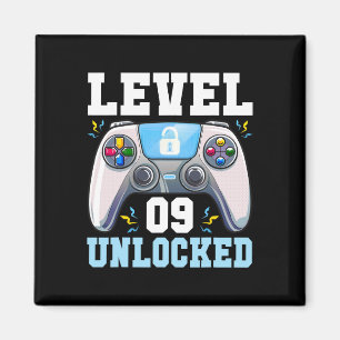 Level 9 Ontgrendeld Videospel 9e Verjaardag Gamer Magneet