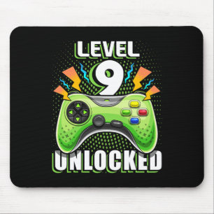 Level 9 Ontgrendeld Videospel 9e Verjaardag Gamer Muismat