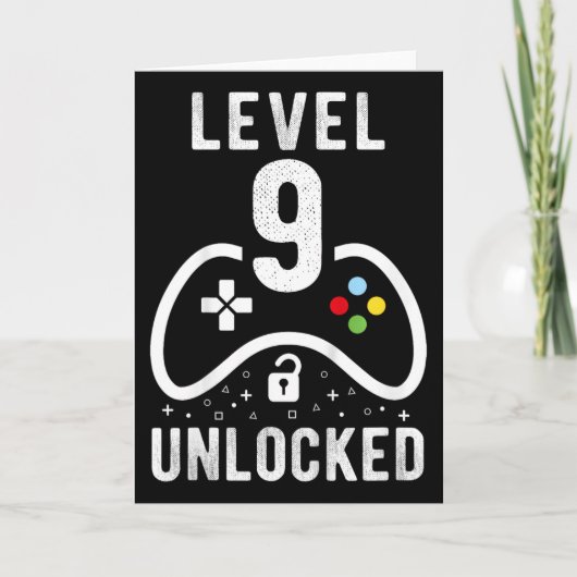 Level 9 Ontgrendeld Videospel 9e Verjaardagscadeau Kaart (Voorkant)