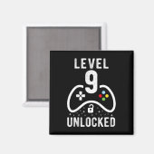 Level 9 Ontgrendeld Videospel 9e Verjaardagscadeau Magneet (Voorkant / Achterkant)