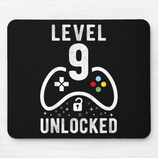 Level 9 Ontgrendeld Videospel 9e Verjaardagscadeau Muismat (Voorkant)
