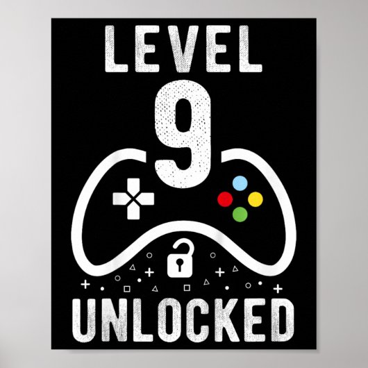 Level 9 Ontgrendeld Videospel 9e Verjaardagscadeau Poster (Voorkant)
