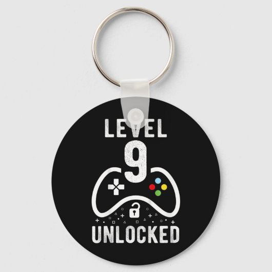 Level 9 Ontgrendeld Videospel 9e Verjaardagscadeau Sleutelhanger (Voorkant)