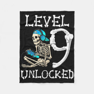 Level 9 Ontluikende Skeleton Gamer Video Gaming 9e Fleece Deken