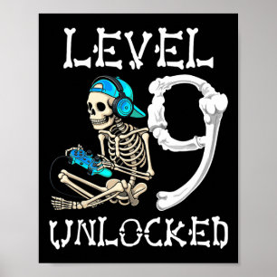 Level 9 Ontluikende Skeleton Gamer Video Gaming 9e Poster