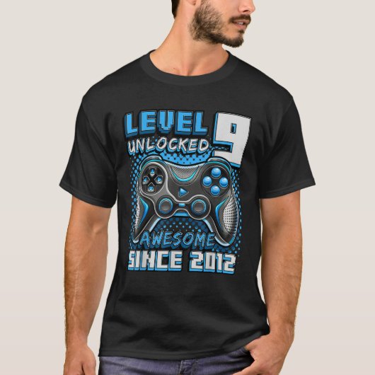 Level 9 Unlocked Awesome 2012 Video Game 9th Birth T-shirt (Voorkant)