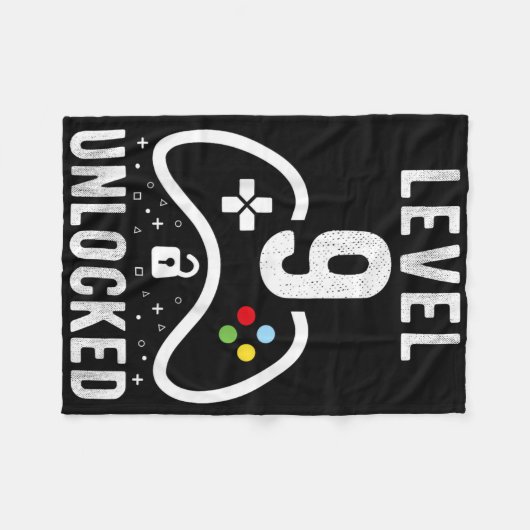 Level 9 Unlocked Video Game 9th Birthday Gift  Fleece Deken (Voorkant (Horizontaal))