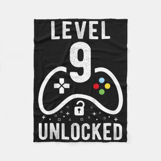 Level 9 Unlocked Video Game 9th Birthday Gift Fleece Deken (Voorkant)