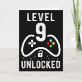Level 9 Unlocked Video Game 9th Birthday Gift  Kaart (Voorkant)
