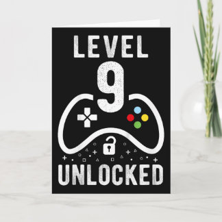 Level 9 Unlocked Video Game 9th Birthday Gift  Kaart