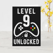 Level 9 Unlocked Video Game 9th Birthday Gift Kaart (Gele Bloem)
