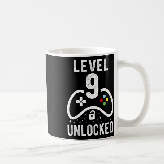 Level 9 Unlocked Video Game 9th Birthday Gift  Koffiemok (Rechts)