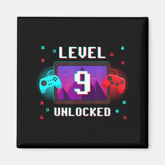 Level 9 Unlocked Video Gamer Funny 9th Birthday Bo Magneet (Voorkant)