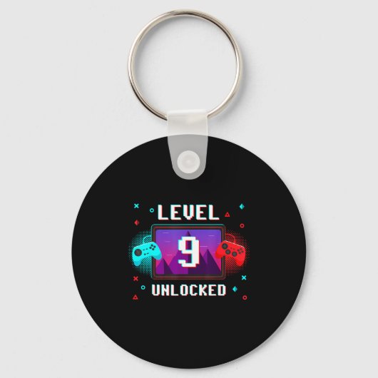 Level 9 Unlocked Video Gamer Funny 9th Birthday Bo Sleutelhanger (Voorkant)