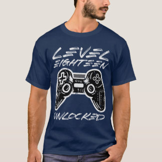 Level Achttien Ontgrendeld Gamer 18e Verjaardag Ga T-shirt