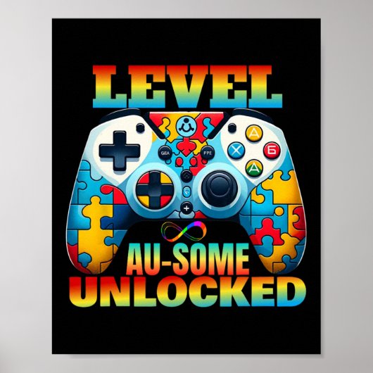Level AU-some Unlocked Video Game Controller Autis Poster (Voorkant)