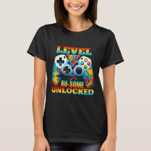 Level AU-some Unlocked Video Game Controller Autis T-shirt