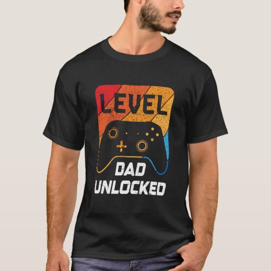 Level Dad Ontgrendeld Retro &  T-shirt (Voorkant)