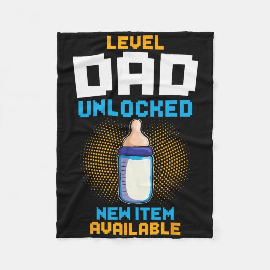 Level Dad Unlocked Pregnancy Announcement Gamer Fa Fleece Deken (Voorkant)