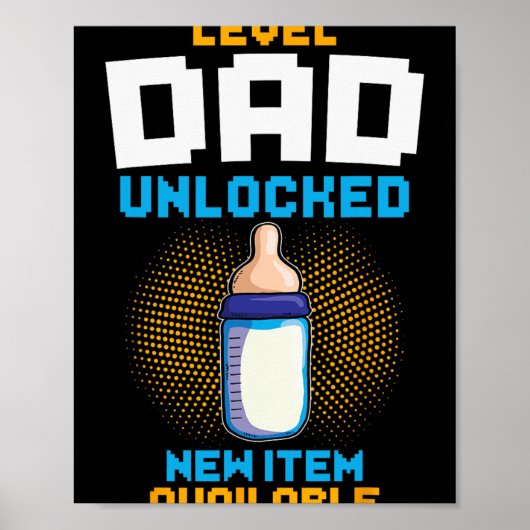 Level Dad Unlocked Pregnancy Announcement Gamer Fa Poster (Voorkant)