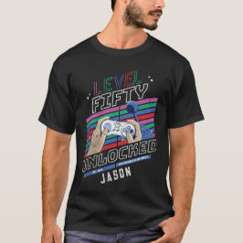 Level Fifty Unlocked Retro Gamer Verjaardag T-shirt