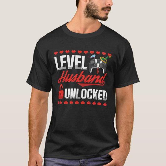 Level Husband Unlocked Gamer Groom Wedding Gaming T-shirt (Voorkant)