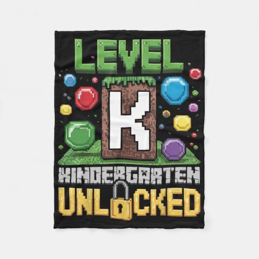Level kleuterschool ontgrendeld videospel grappige fleece deken (Voorkant)